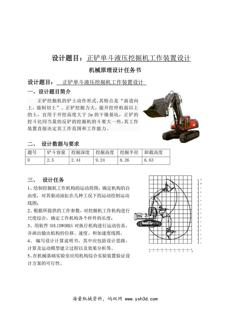 正铲单斗液压挖掘机工作装置设计