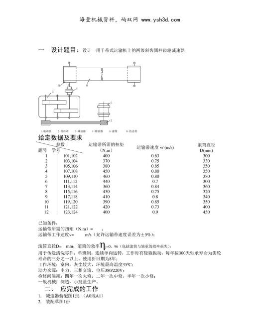 机械设计(本科)任务书01要点