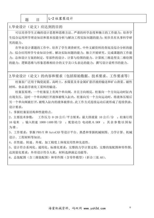 柱塞泵设计
