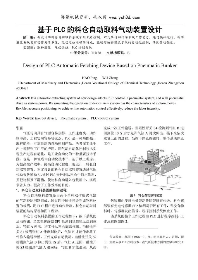 基于PLC的料仓自动取料气动装置设计