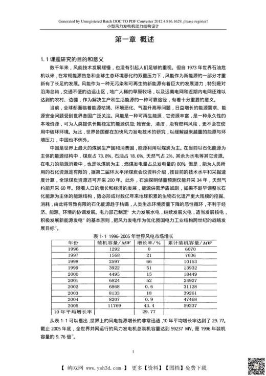 小型风力发电机组动力结构设计说明书