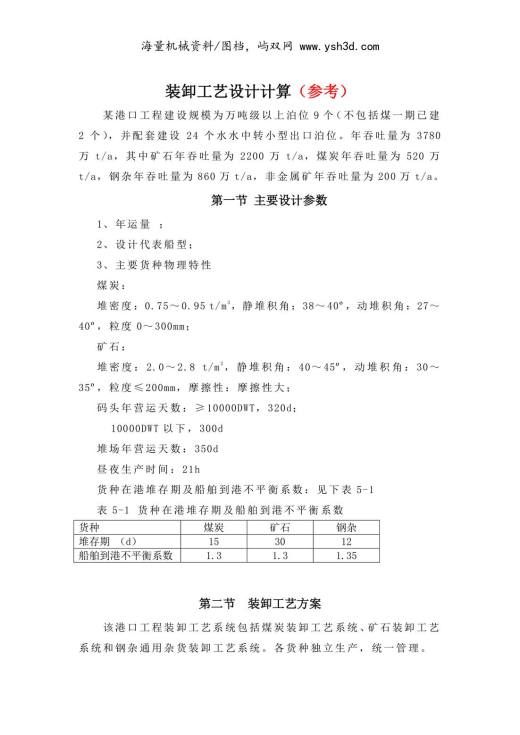 装卸工艺散杂货毕业设计计算指导
