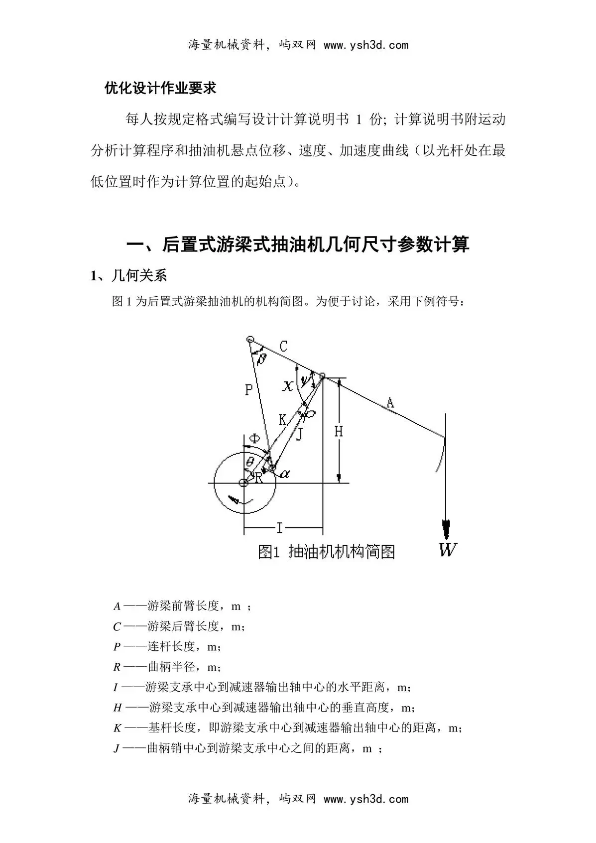 游梁式抽油机优化设计作业DOC