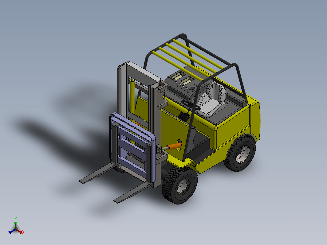 forklift液压升降叉车简易模型