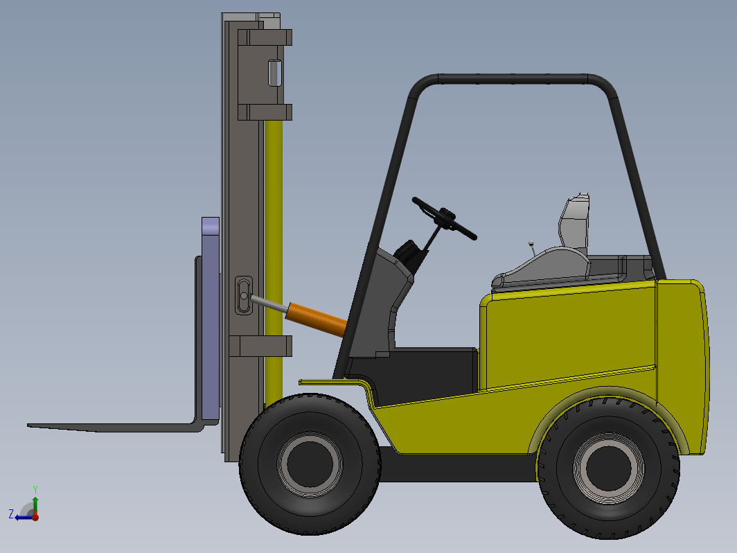 forklift液压升降叉车简易模型