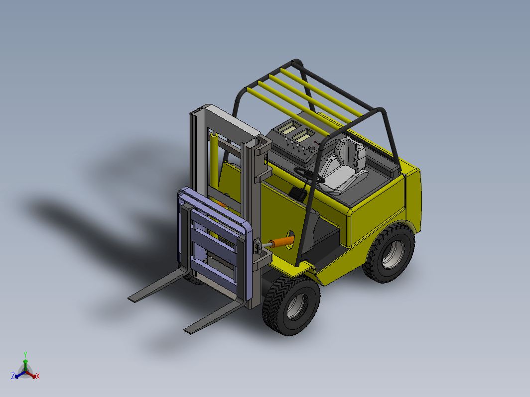 forklift液压升降叉车简易模型