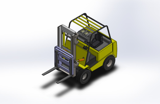 forklift液压升降叉车简易模型