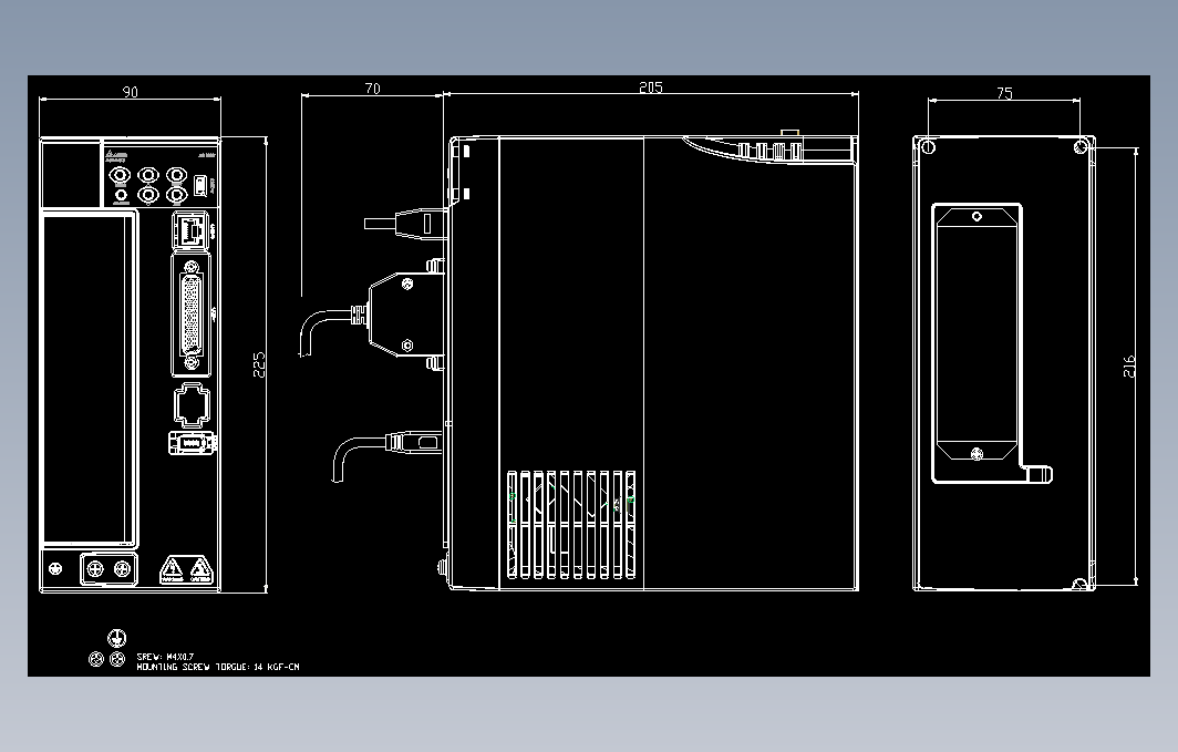 伺服电机ASD-B3-2023- L图纸