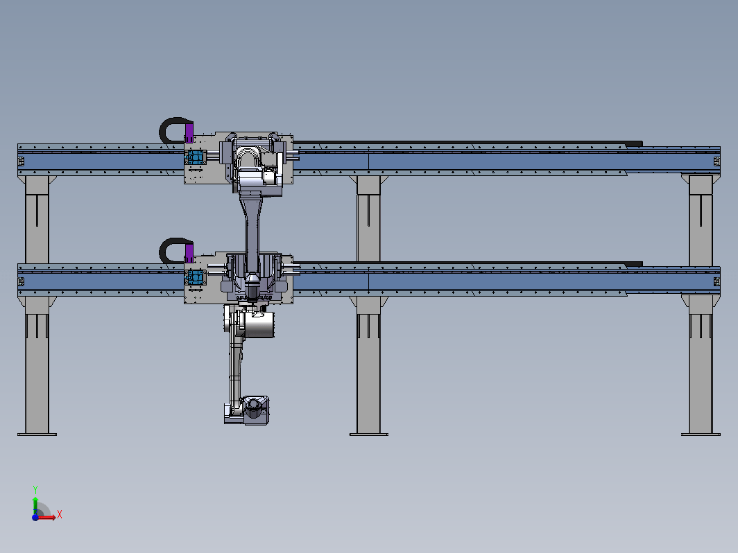 负载500kg单臂双层桁架3D