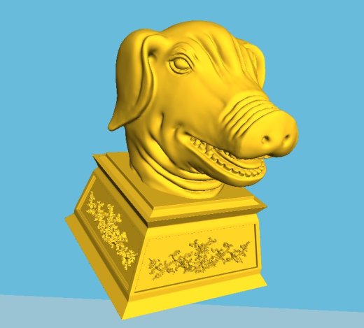 圆明园生肖兽首之猪头3D打印图