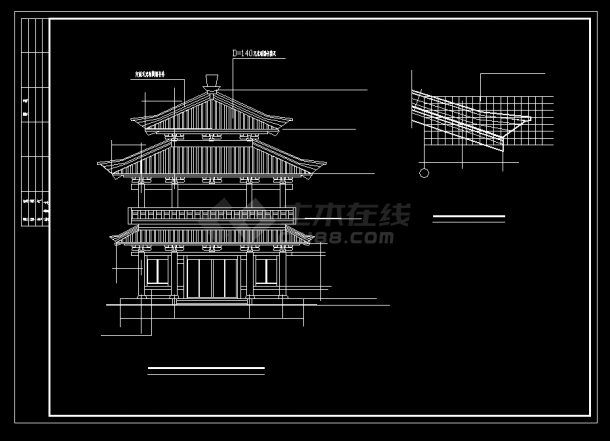 某地某古建钟鼓楼设计cad装修图纸_塔、桥建筑施工图