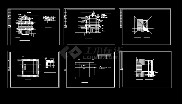 某地某古建钟鼓楼设计cad装修图纸_塔、桥建筑施工图