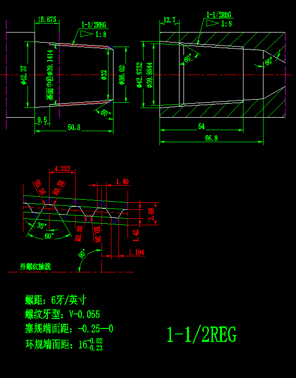 API石油机械钻铤钻杆螺纹图