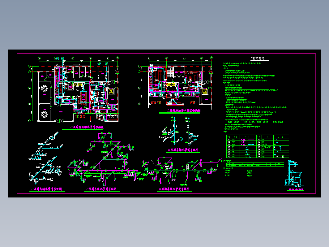 酒店内部厨房给排水设计图纸