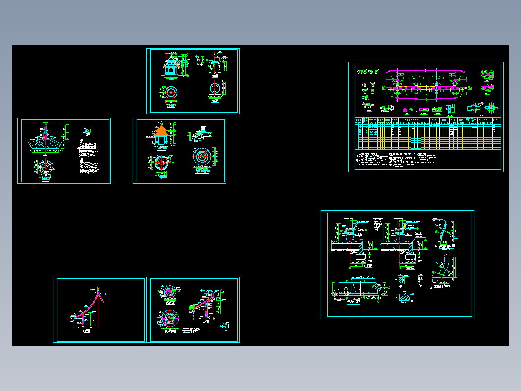 很好的一套古建筑圆亭施工图（标注详细）