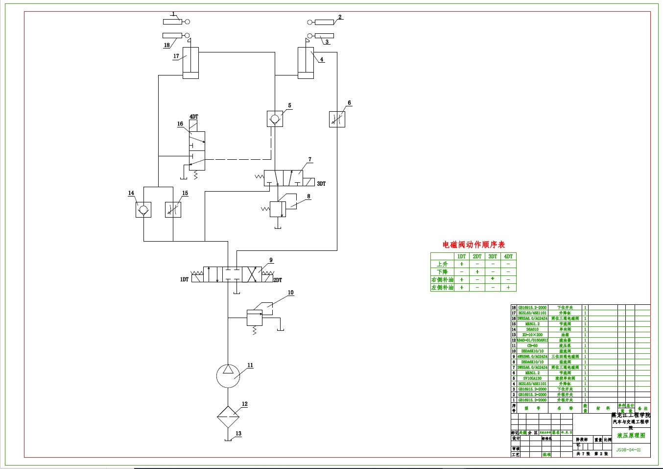 汽车举升机液压系统设计+CAD+说明书