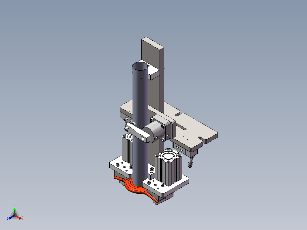 立柱气动焊接夹具设计3D+CAD工程图