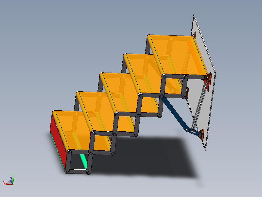 merdiven折叠阶梯结构3D图纸 Solidworks设计 附STEP