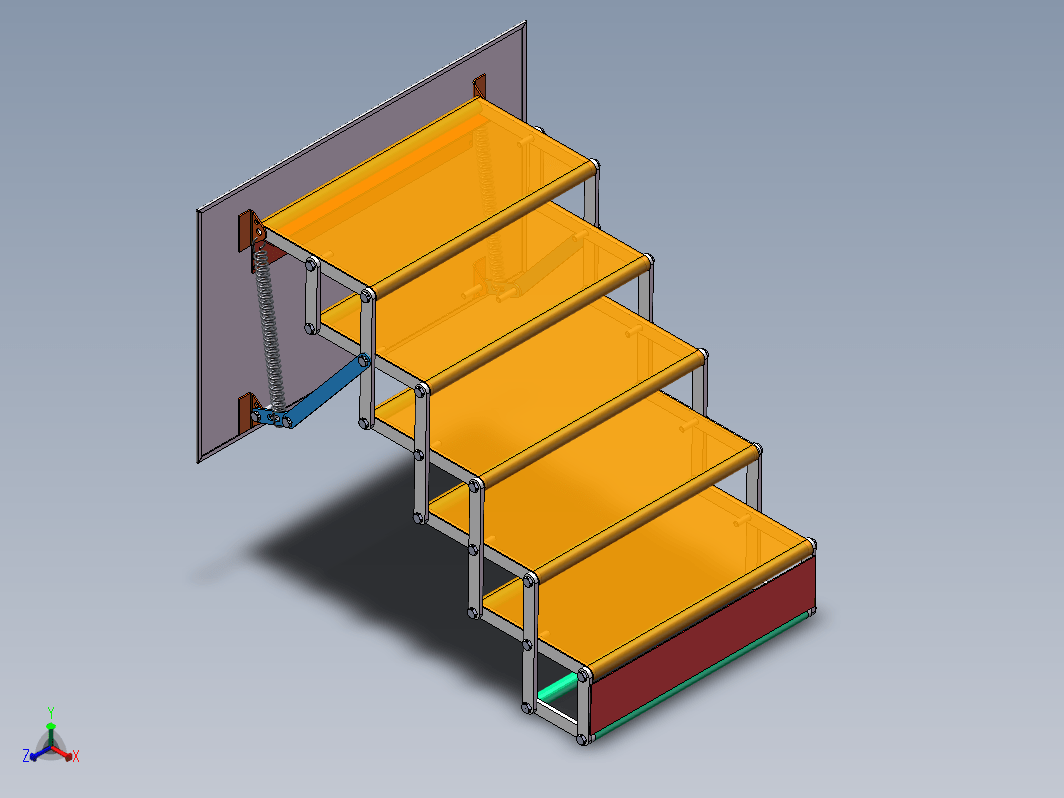 merdiven折叠阶梯结构3D图纸 Solidworks设计 附STEP