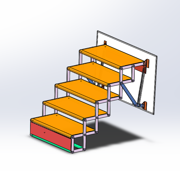 merdiven折叠阶梯结构3D图纸 Solidworks设计 附STEP