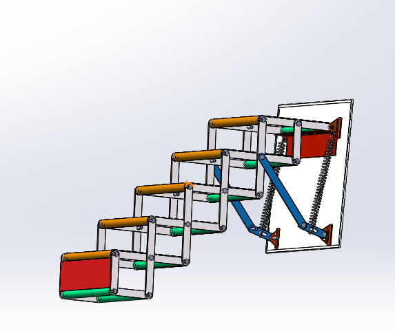 merdiven折叠阶梯结构3D图纸 Solidworks设计 附STEP