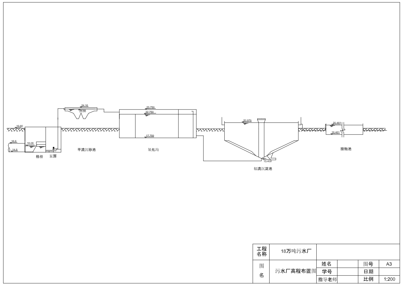 18万吨污水厂课程设计图纸及说明书+CAD+说明