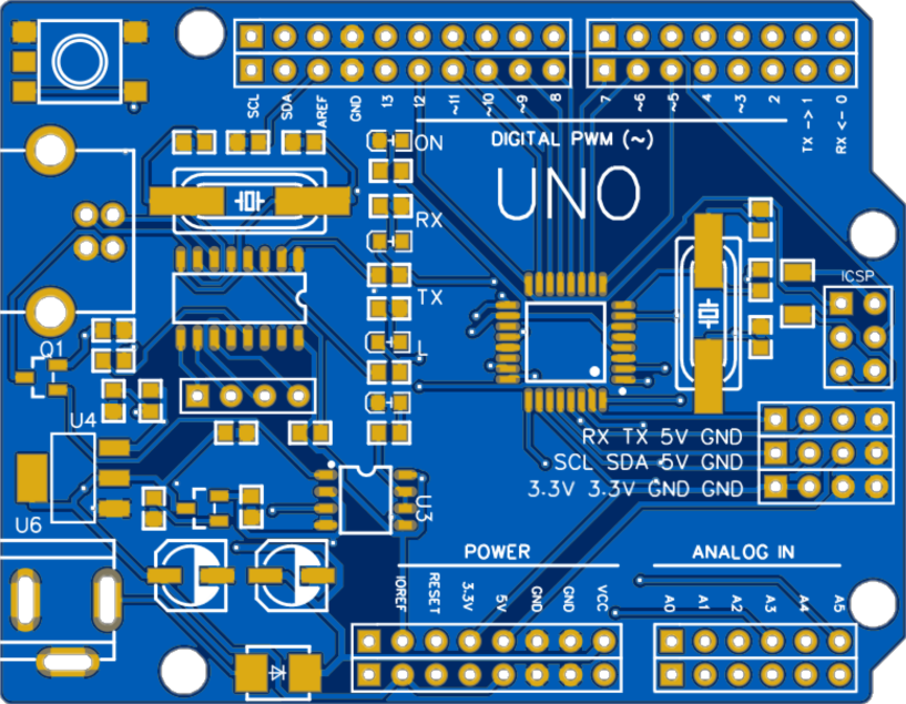 Arduino Uno R3 (CH340)开发板结构