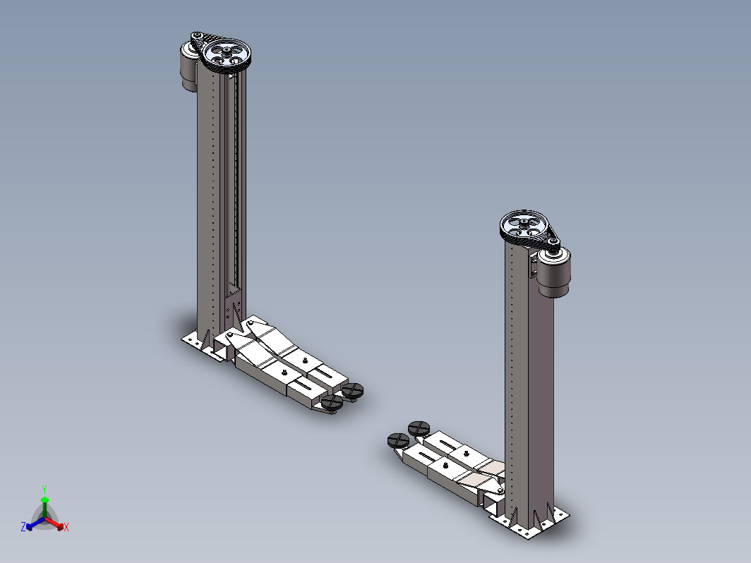 双柱机械式汽车举升机设计三维SW2012带参+CAD+说明书