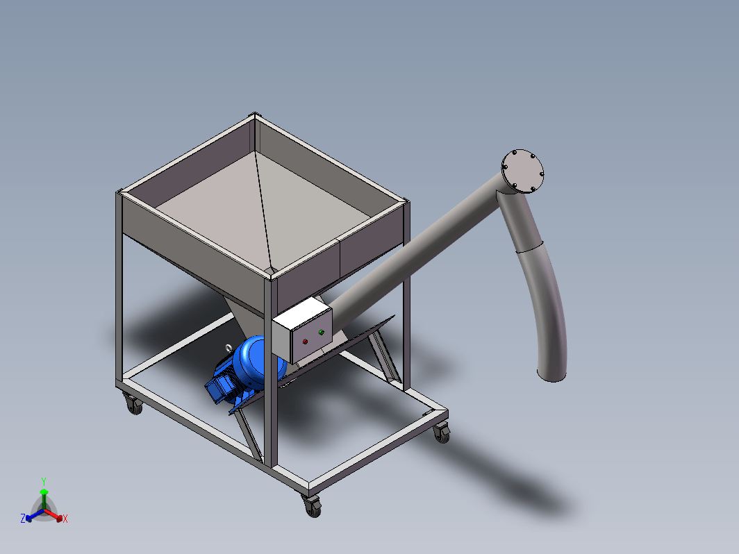 自动螺旋上料机模型设计图三维SW2016带参