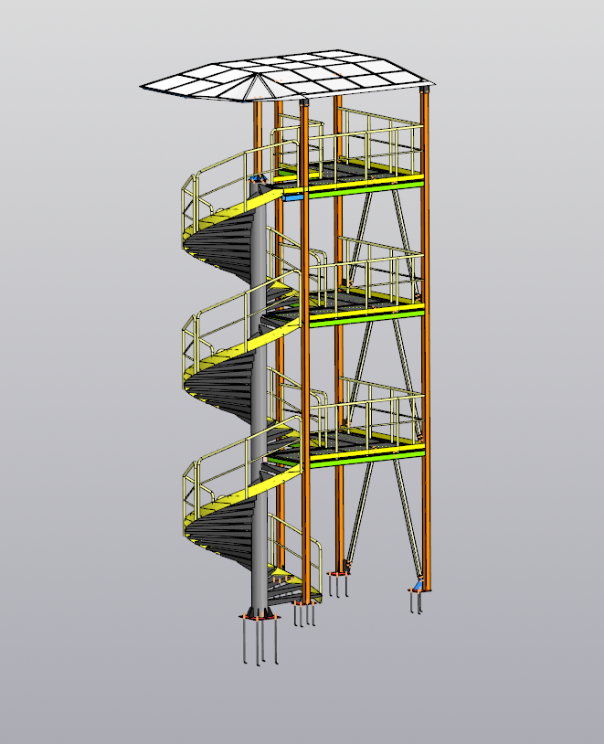 三层螺旋楼梯 3-level spiral staircase