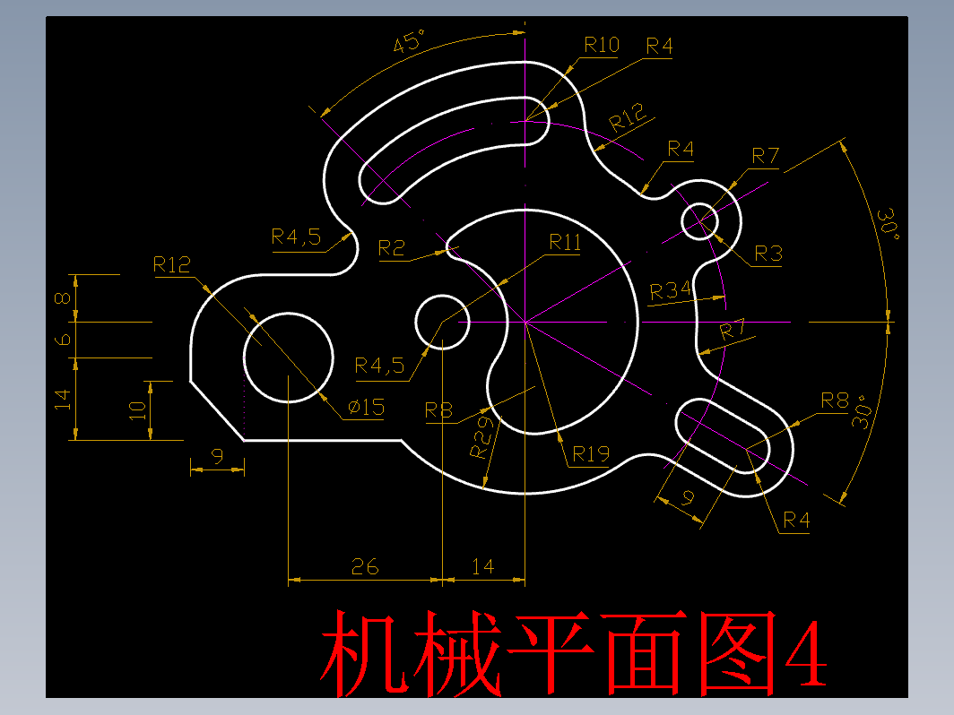 CAD机械零件图-机械平面图4