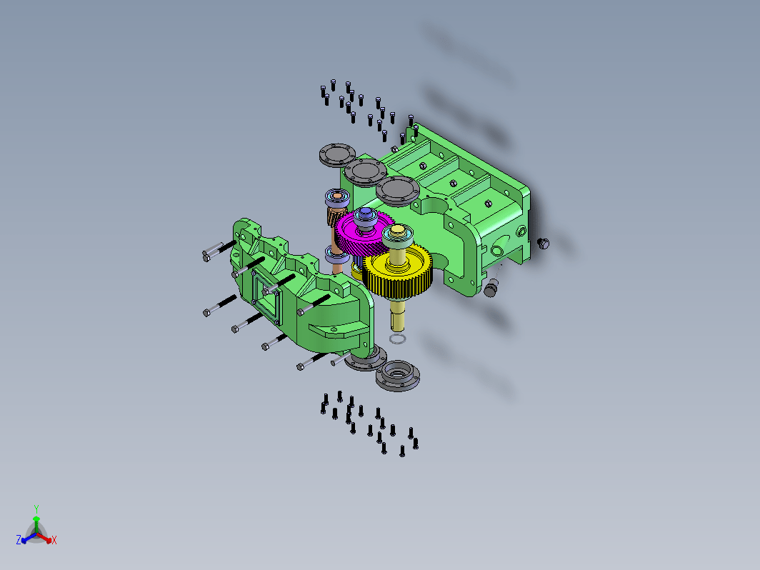 两级圆柱直齿轮斜齿轮减速器sw+cad