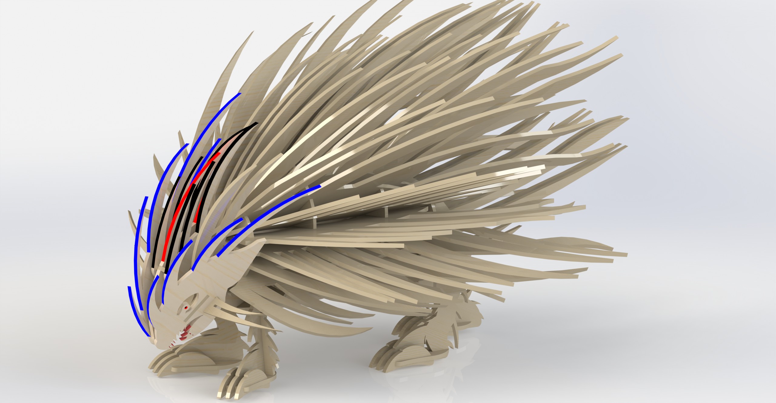 豪猪刺猬立体拼装模型3D图纸 Solidworks设计 附STEP IGS