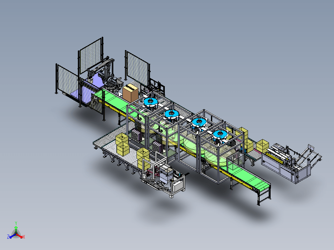食品装箱码垛设备自动化流水线 3D模型