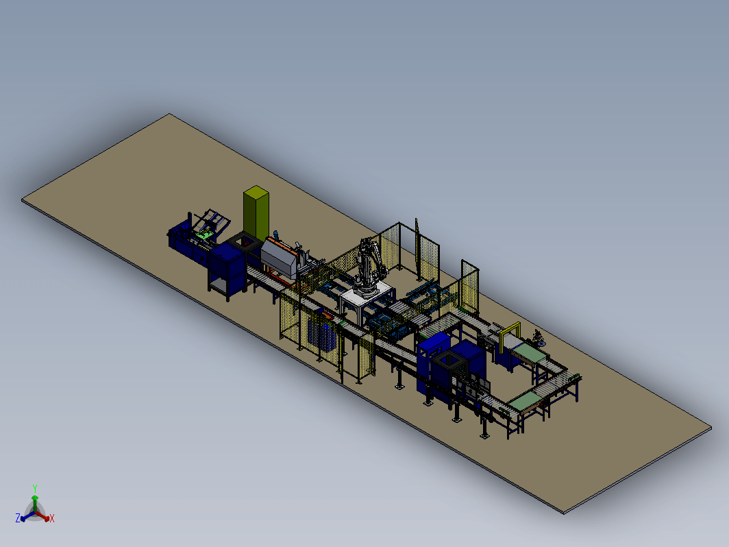 A15 后包装生产线（自动化装箱开箱输送贴标码垛流水线） 3D模型