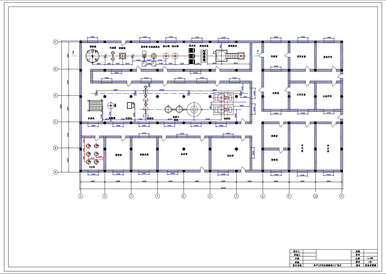 年产1万吨豆奶粉的工厂设计+CAD+说明书