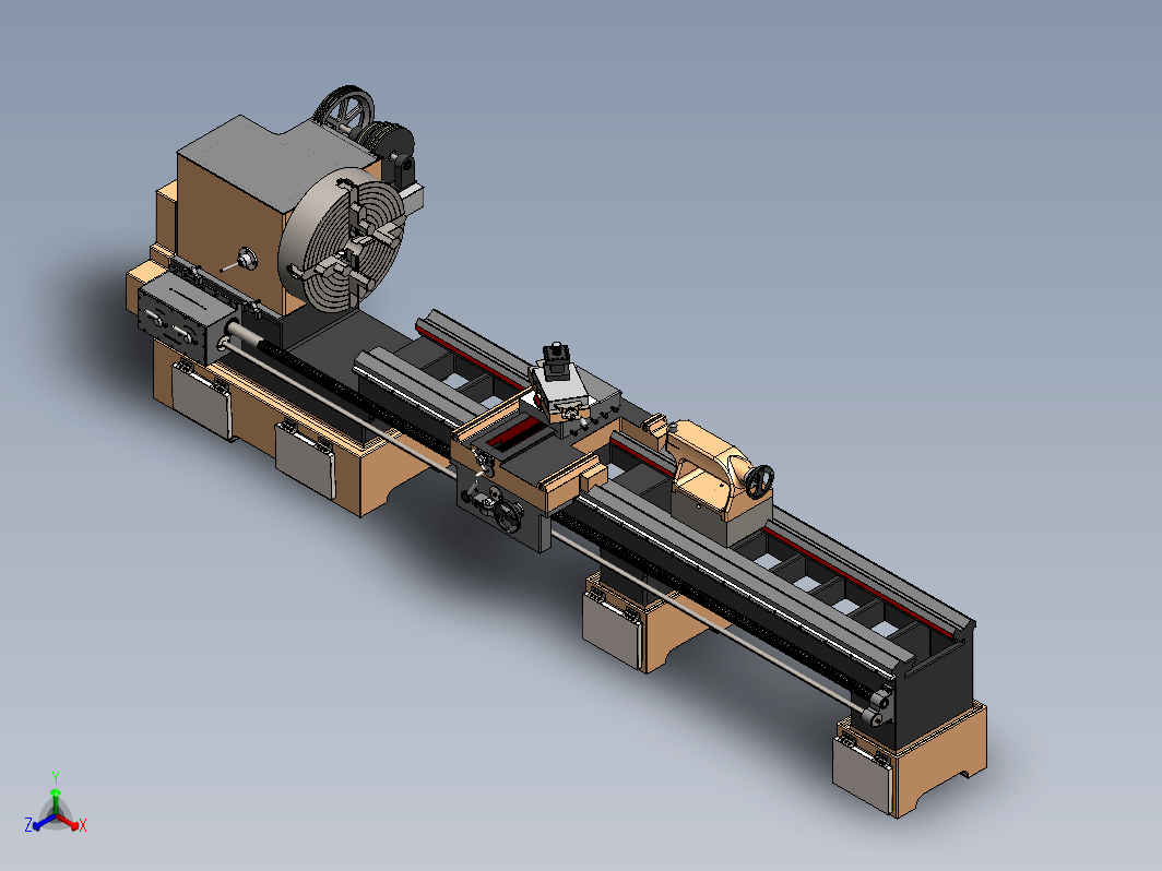 完整的车床 3D