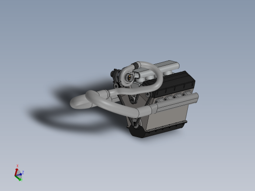 单涡轮V8发动机简易模型3D图纸+Solidworks设计缩略图