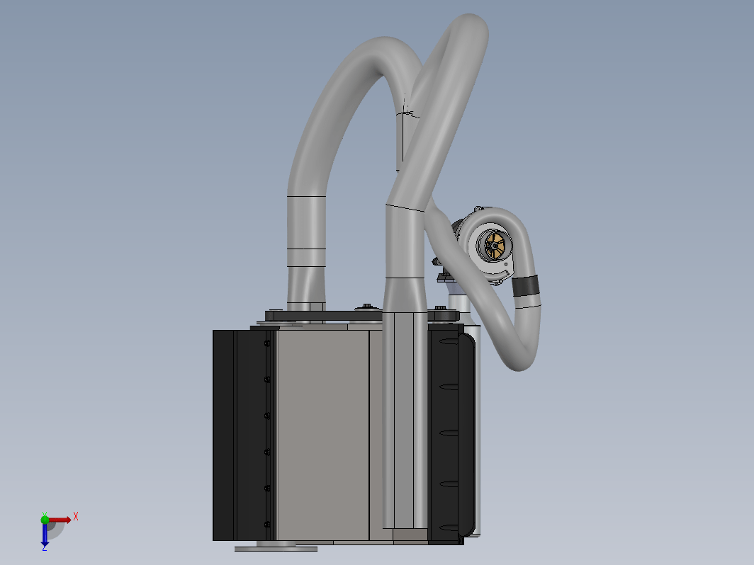 单涡轮V8发动机简易模型3D图纸+Solidworks设计