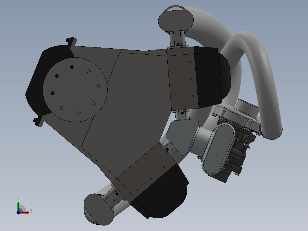 单涡轮V8发动机简易模型3D图纸+Solidworks设计