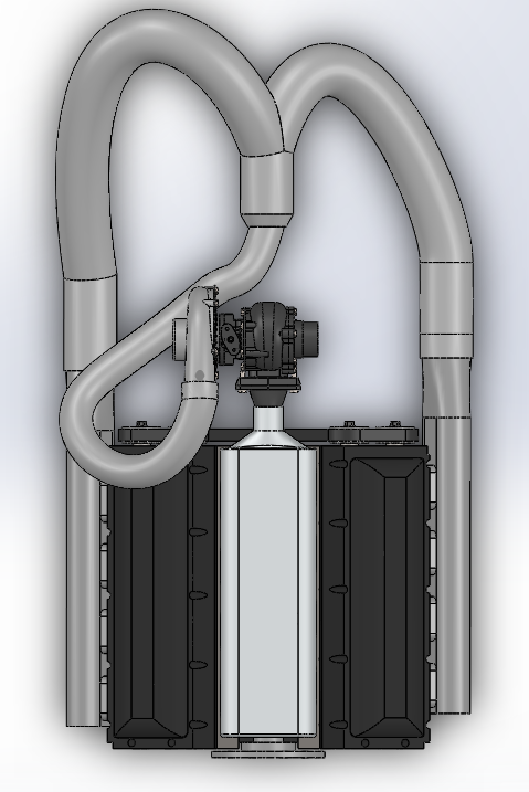 单涡轮V8发动机简易模型3D图纸+Solidworks设计