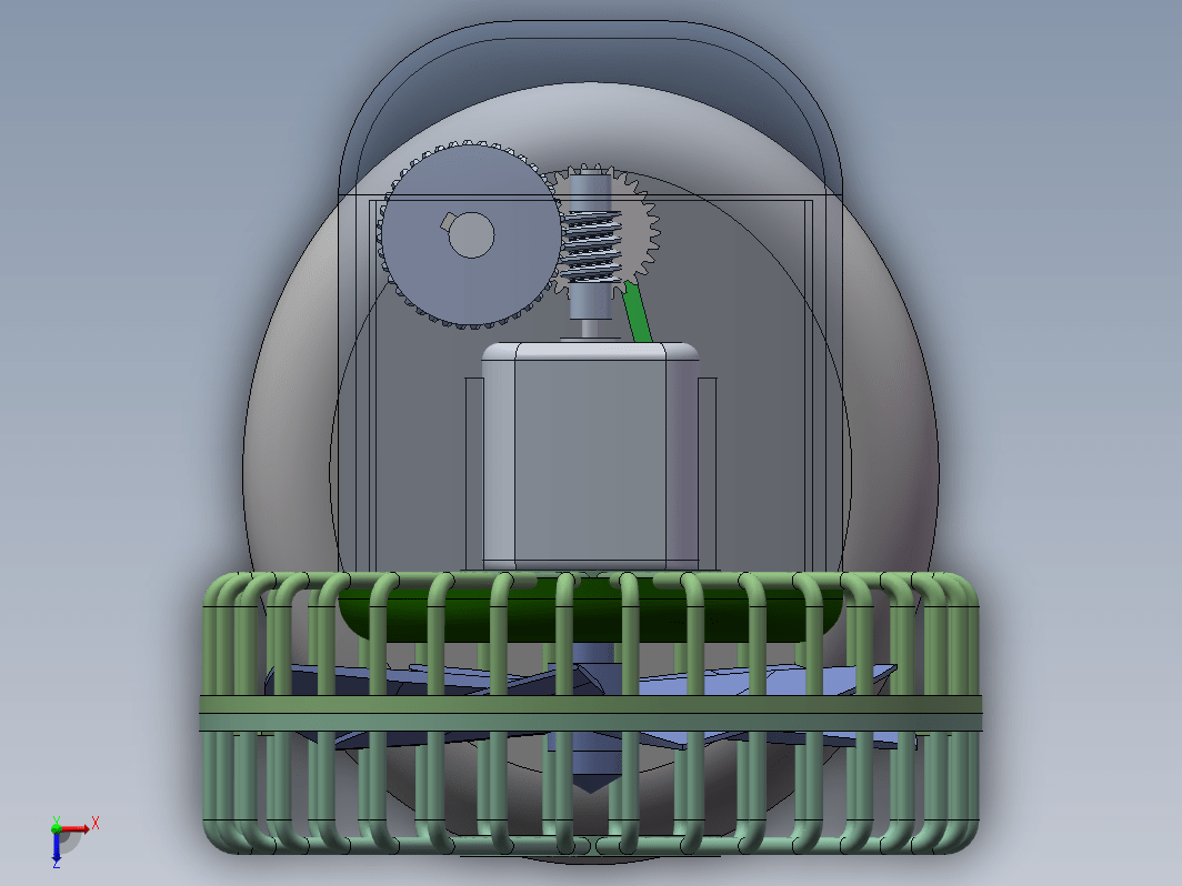 蜗轮蜗杆摇头电风扇三维图