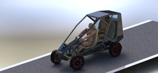 前后座电动汽车3D数模图纸 Solidworks设计缩略图