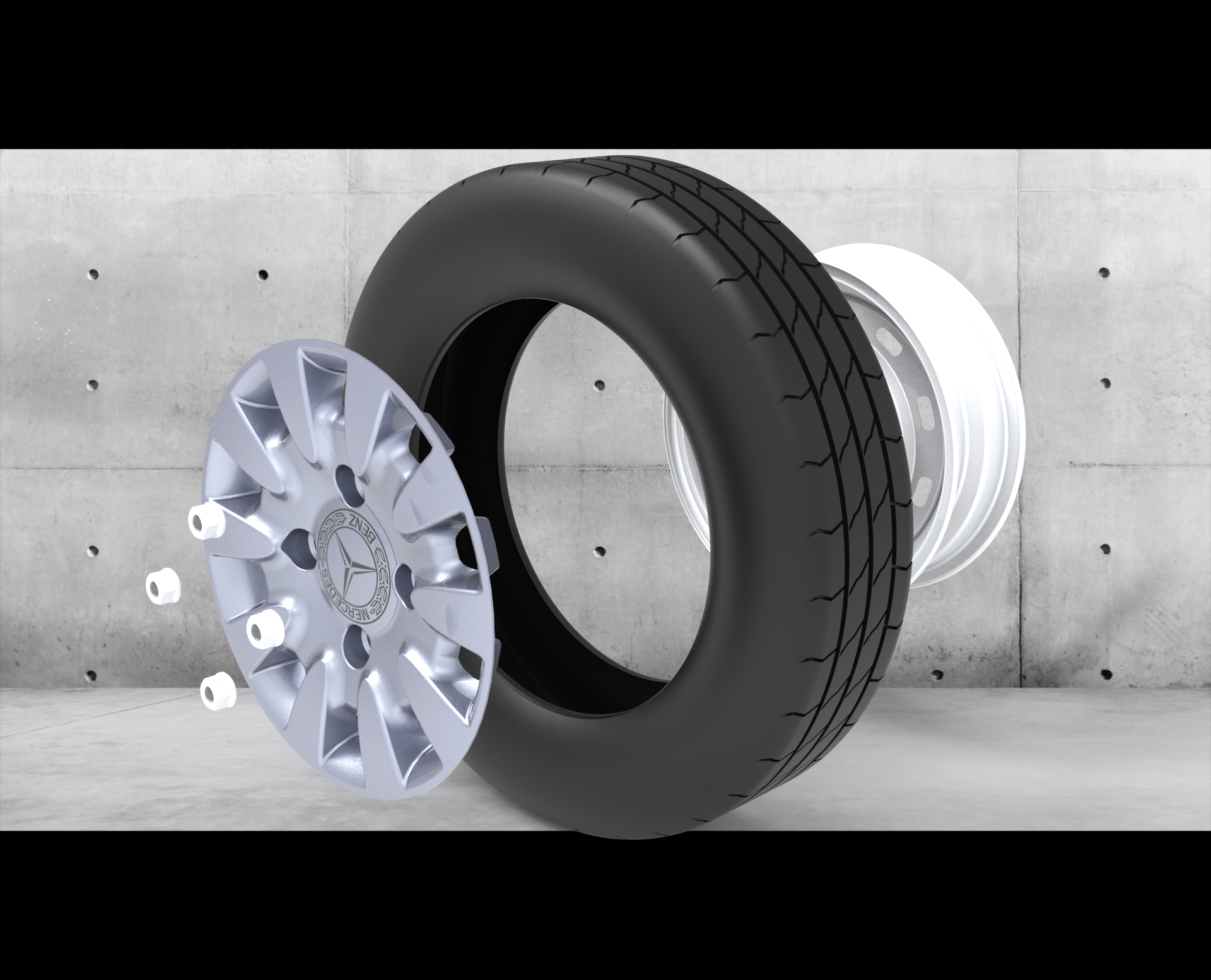 汽车轮胎轮毂3D数模图纸 STP格式