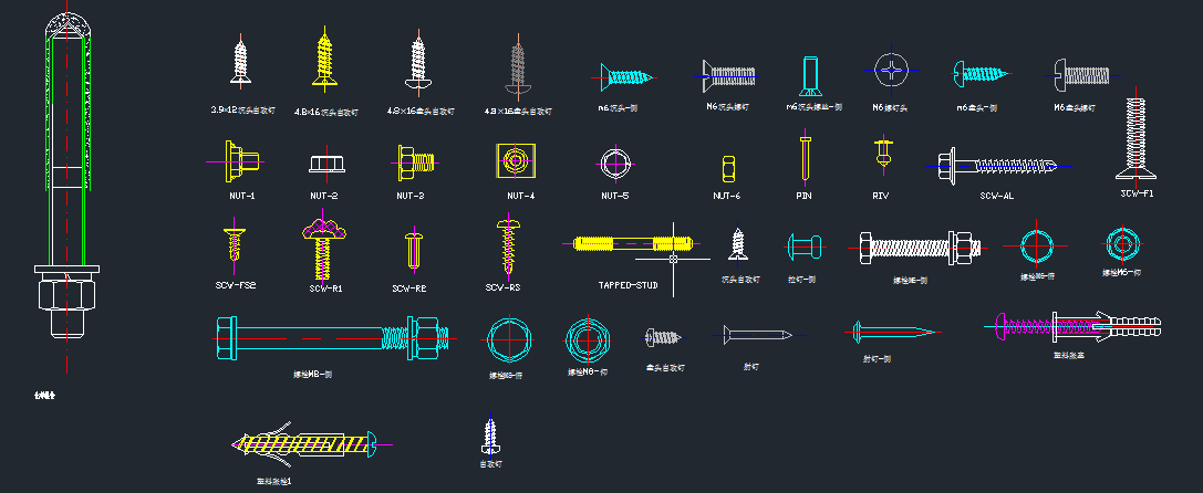 螺丝螺栓图纸大全