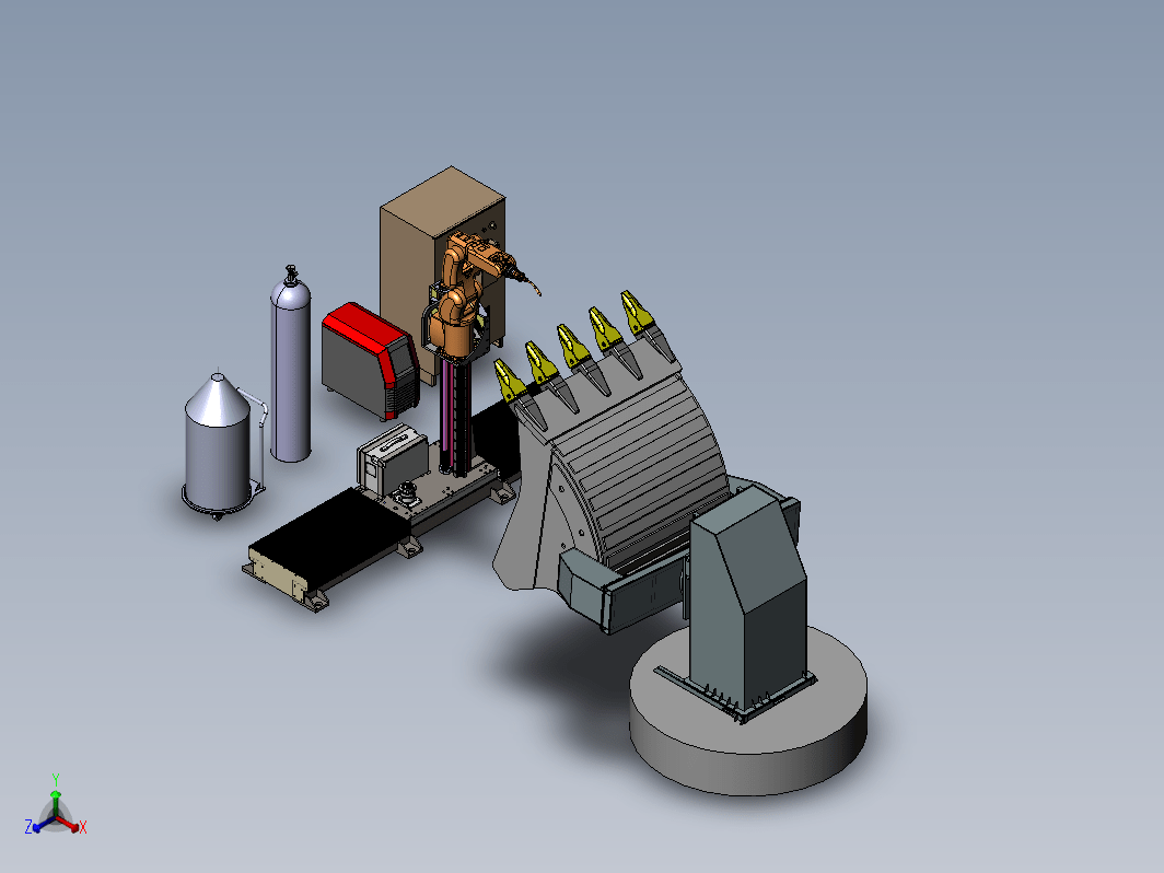 铲斗的机械手焊接单元模拟