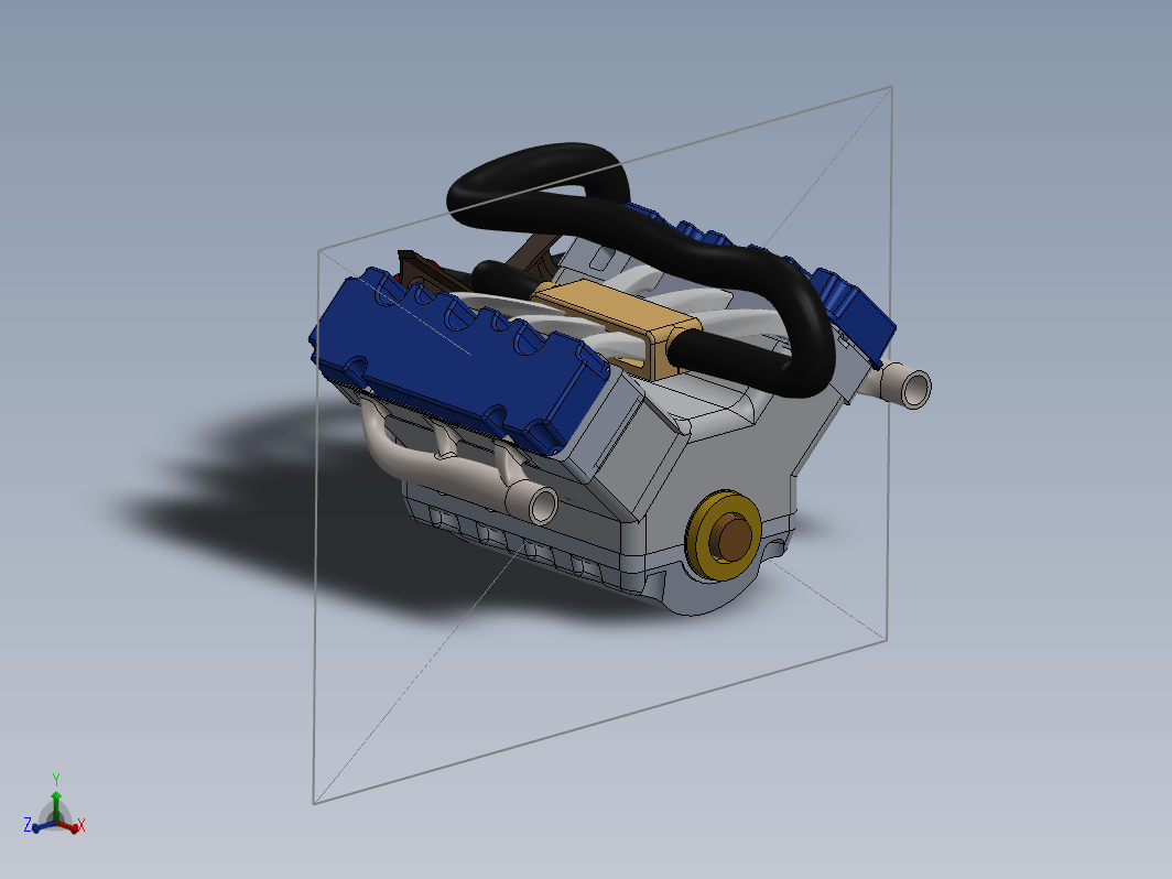 简易V6发动机Ene三维建模图纸 Solidworks设计