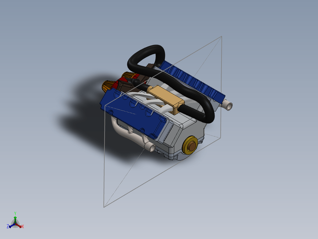 简易V6发动机Ene三维建模图纸 Solidworks设计