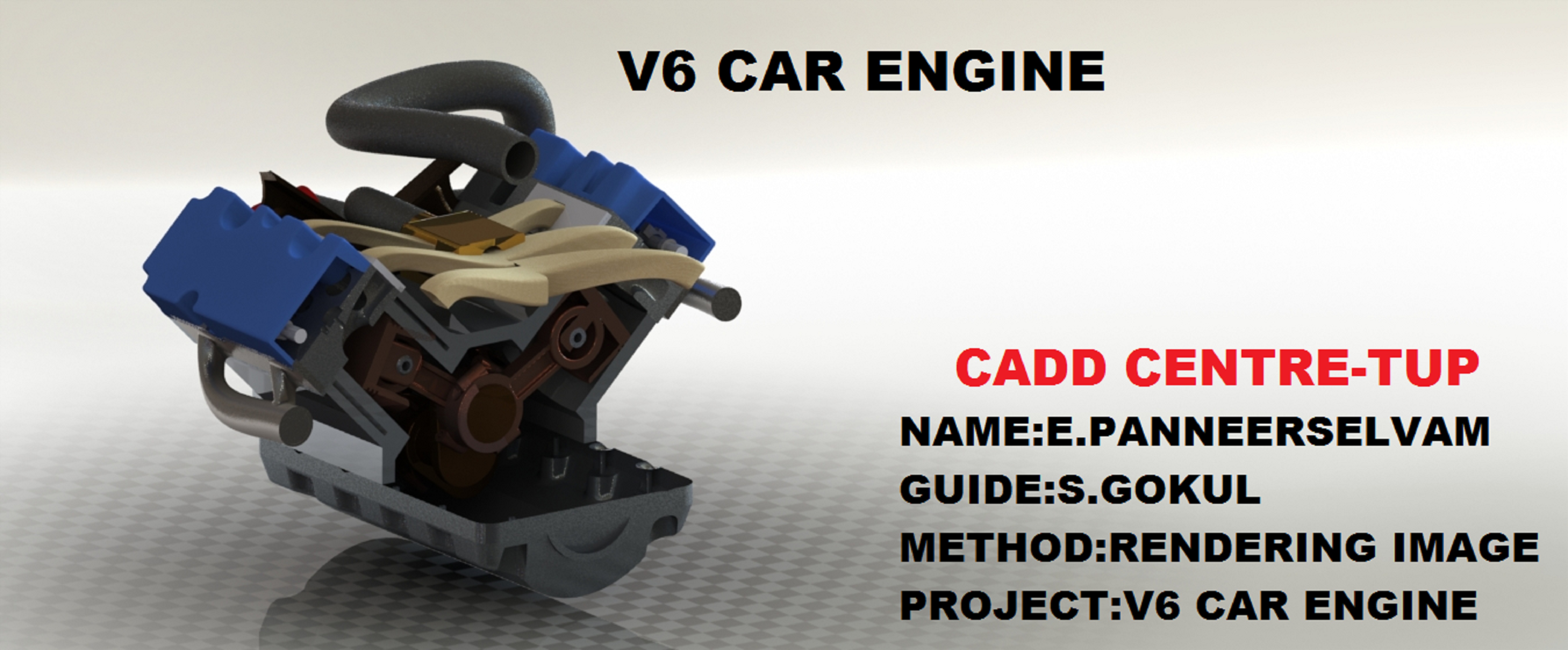 简易V6发动机Ene三维建模图纸 Solidworks设计