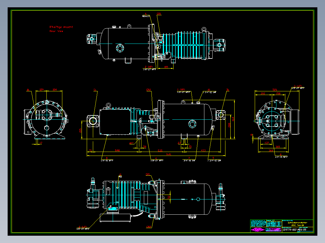 整体型螺杆压缩机的CAD图纸